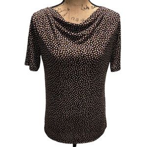{Ann Taylor} Polka Dot Cowl Neck Short Sleeve Blouse